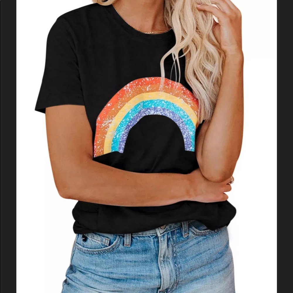 Black Pot Of Gold Rainbow T Shirt Short Sleeve Top Tee Shirt TP4100